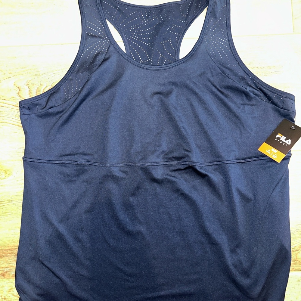 Fila Navy Tulip Hem Racerback Performance Tank